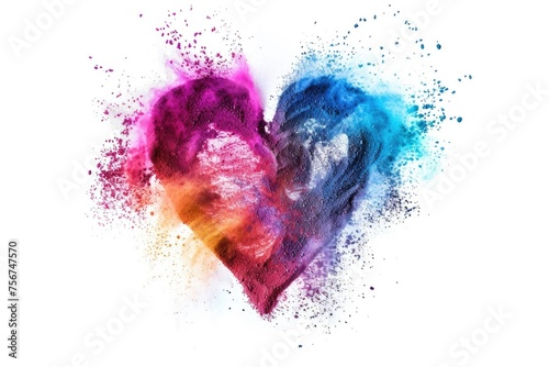 Colorful heart shaped powders on white background, suitable for Valentine's Day designs