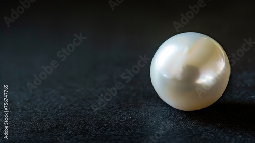 Lustrous White Pearl on Sleek Black Background Generative AI