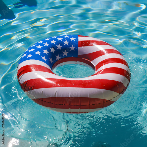 An American Flag swimming pool float 