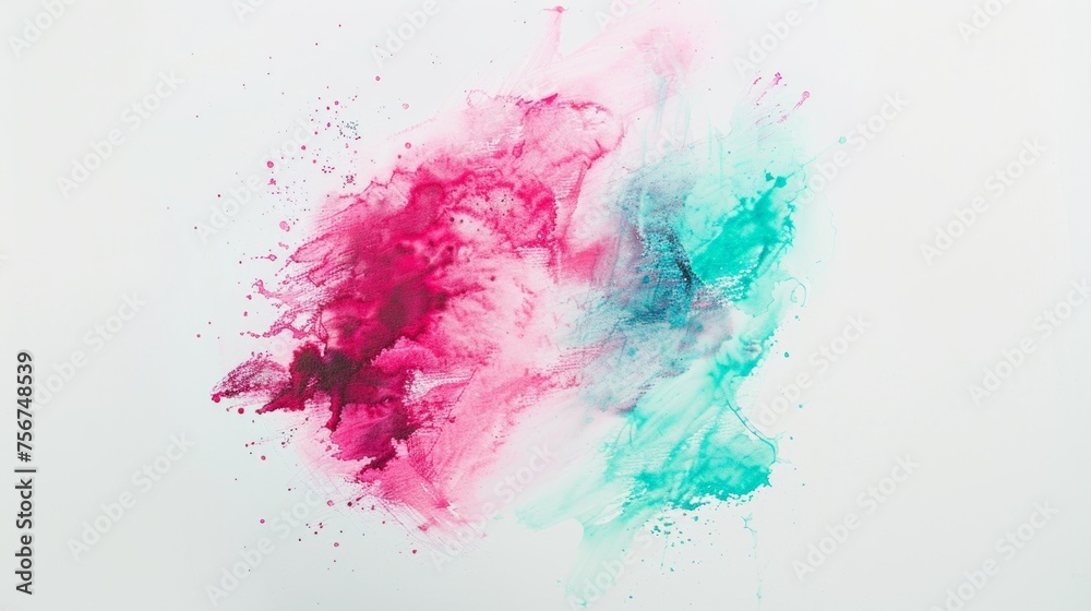 Watercolor Splash in Pink and Turquoise Generative AI