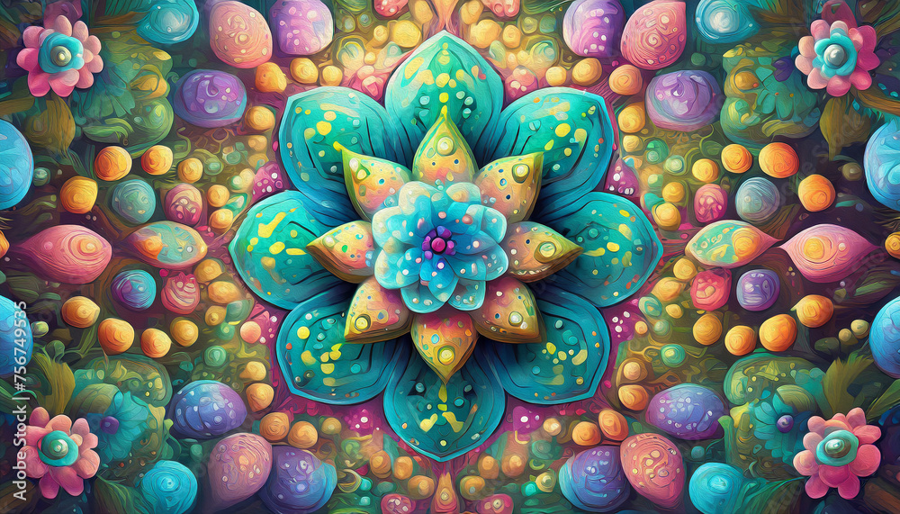 A hypnotic kaleidoscope of patterns and colors  - obrazy, fototapety, plakaty 