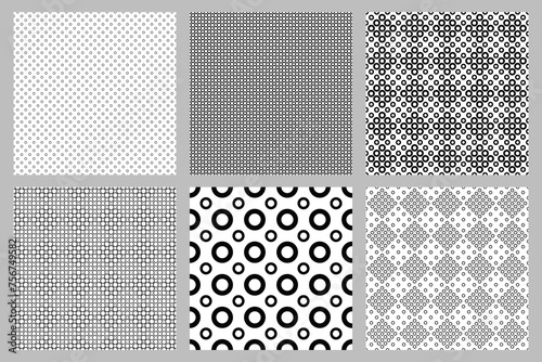 Seamless geometrical ring pattern background design set - abstract  vector illustrations from rings photo