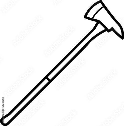 Firefighter Axe Outline Vector Illustration