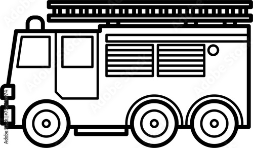 Fire Truck Outline Vector Illustration