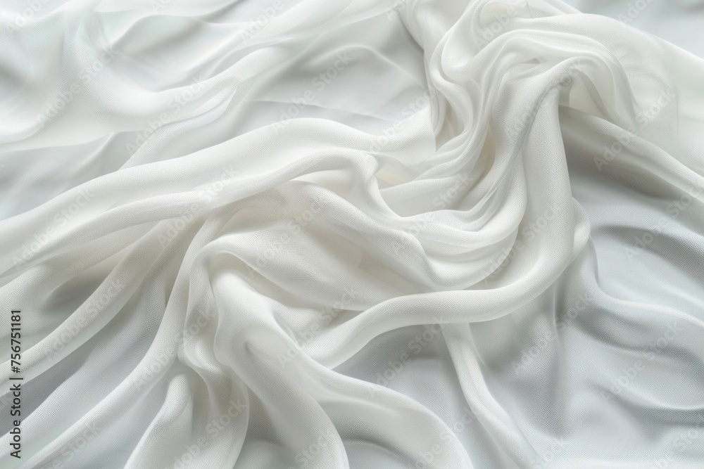 Fototapeta premium Close up of white fabric on bed, perfect for home decor
