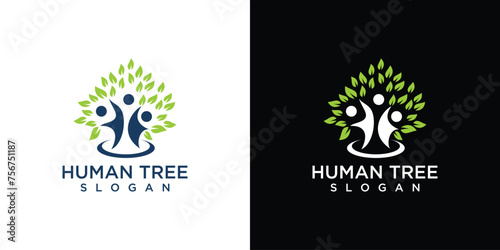 people ecology tree vector logo. tree of life human logo design
