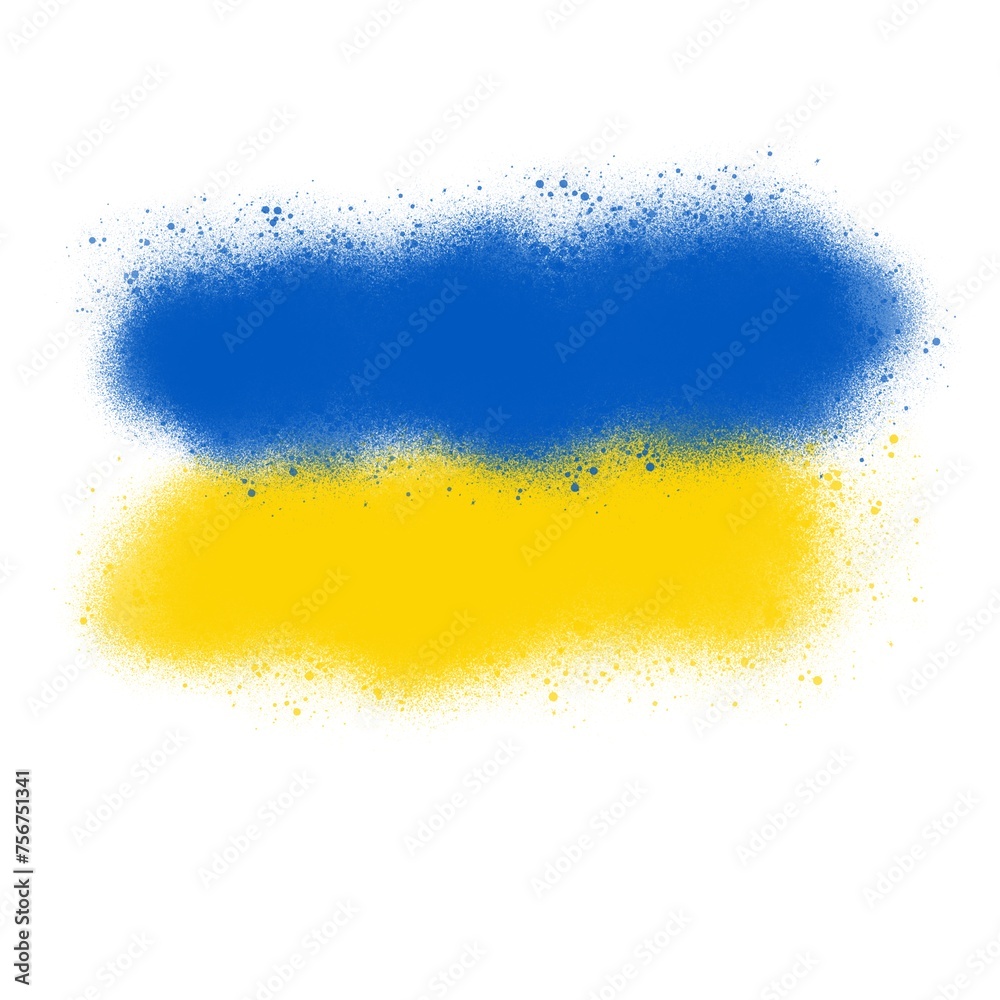 Handwriting brush strokes texture on retro style for card, t-shirts, posters, etc. Blue, yellow. Flag on square shape. Illustration. Design banner.
