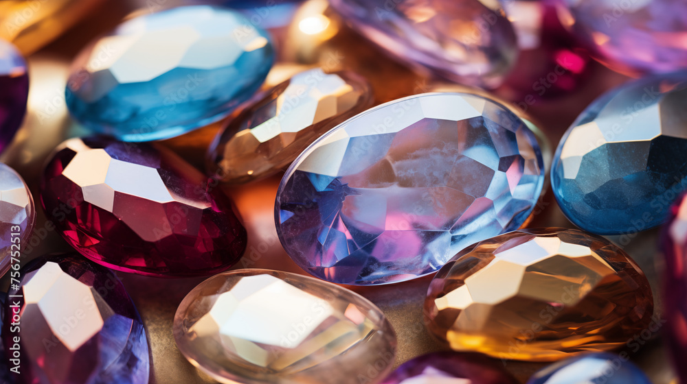 Close-up of Colorful Gemstones in Various Shapes