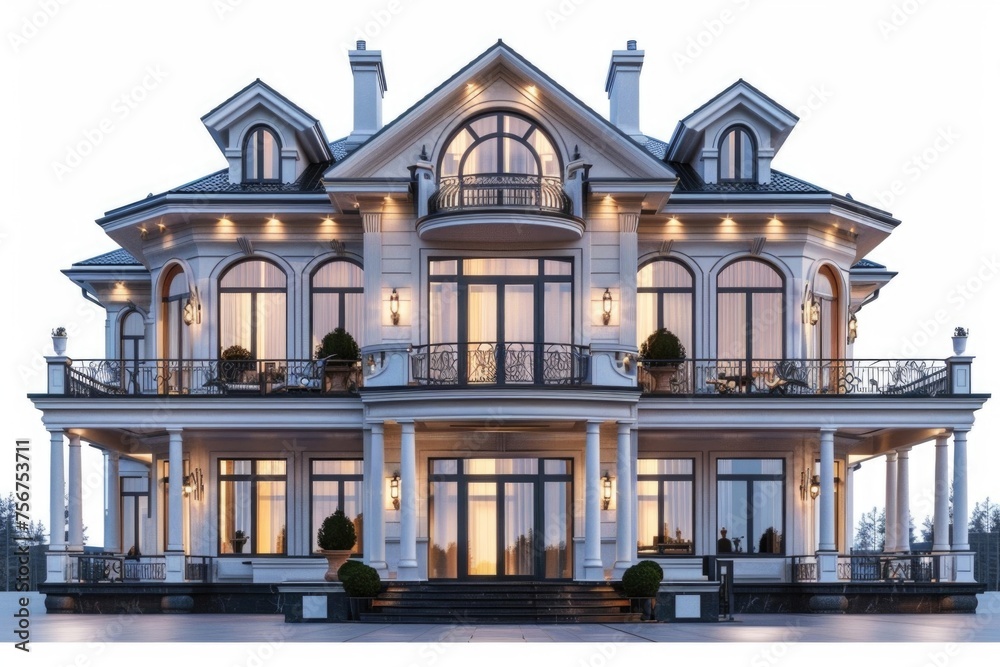 A large house with many windows and balconies, ideal for real estate or architecture concepts