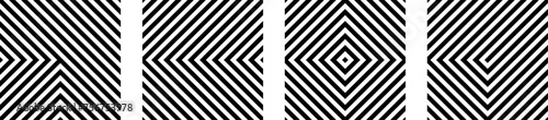Vektor Design Element Set - Linien diagonal und nahtlos - Quadrat - Schräge Grafik Vorlage - Muster und Textur - 4 Musterkacheln