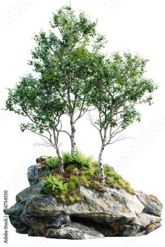A group of trees growing on top of a rocky formation. Ideal for nature and landscape backgrounds