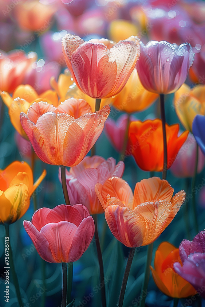 Obraz premium Pattern with flowers. AI generated art illustration.