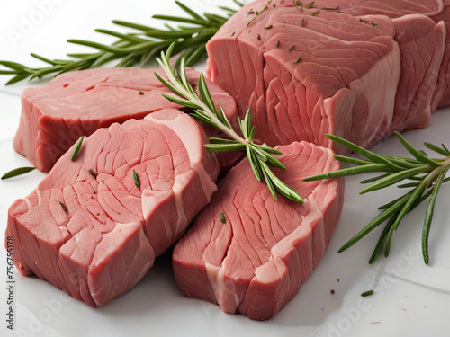 raw beef steak with rosemary