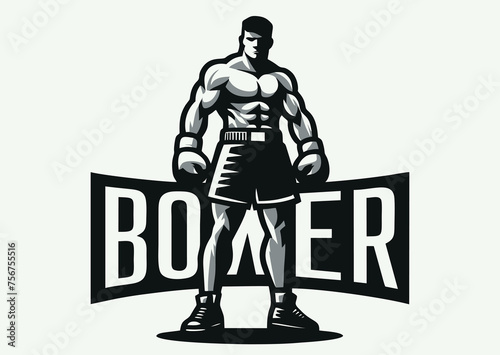 Super heavyweight boxer with an athletic build