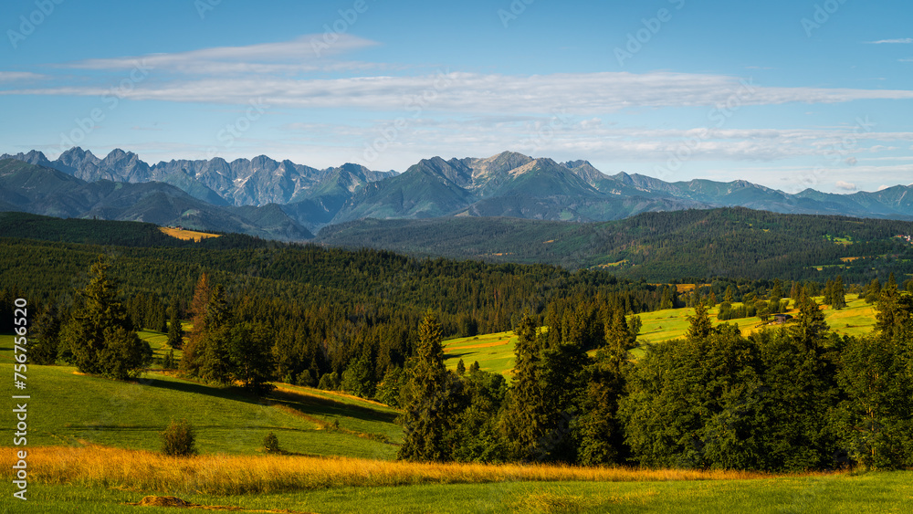 Tatra Mountains, Poland. Panorama of a mountain landscape. Late summer mountain view