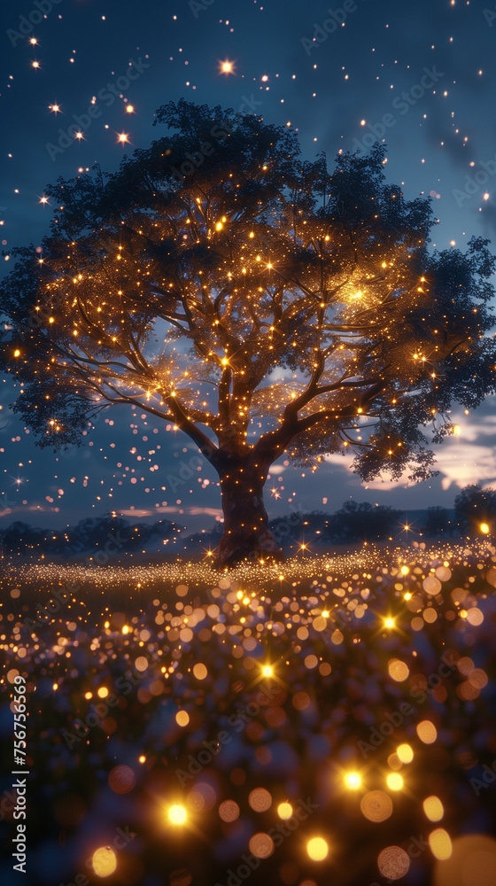 Naklejka premium Sun rays in the forest. AI generated art illustration.