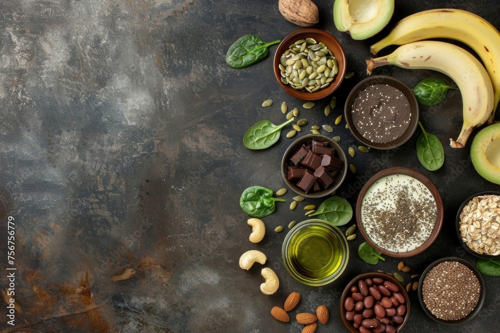 Various nuts, seeds, and avocado on display. Great for health and nutrition concepts. Various nuts, seeds, and avocado on display. Great for health and nutrition concepts.