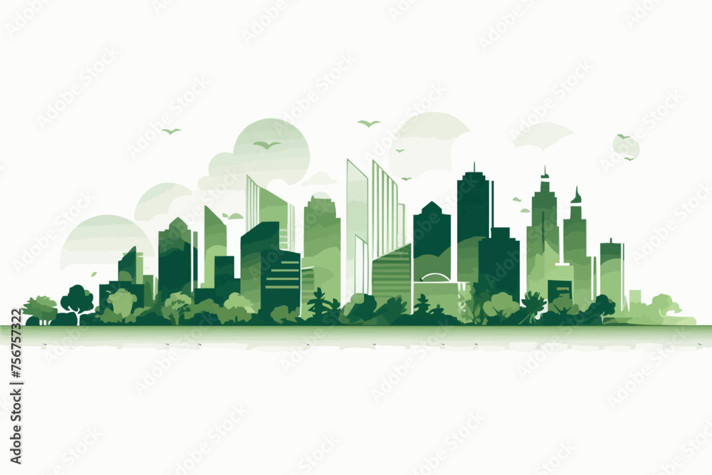 Skyline of a modern city in a flat style. Vector illustration of a modern metropolis.
