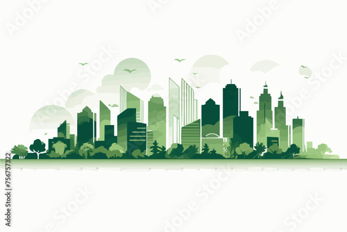 Skyline of a modern city in a flat style. Vector illustration of a modern metropolis.