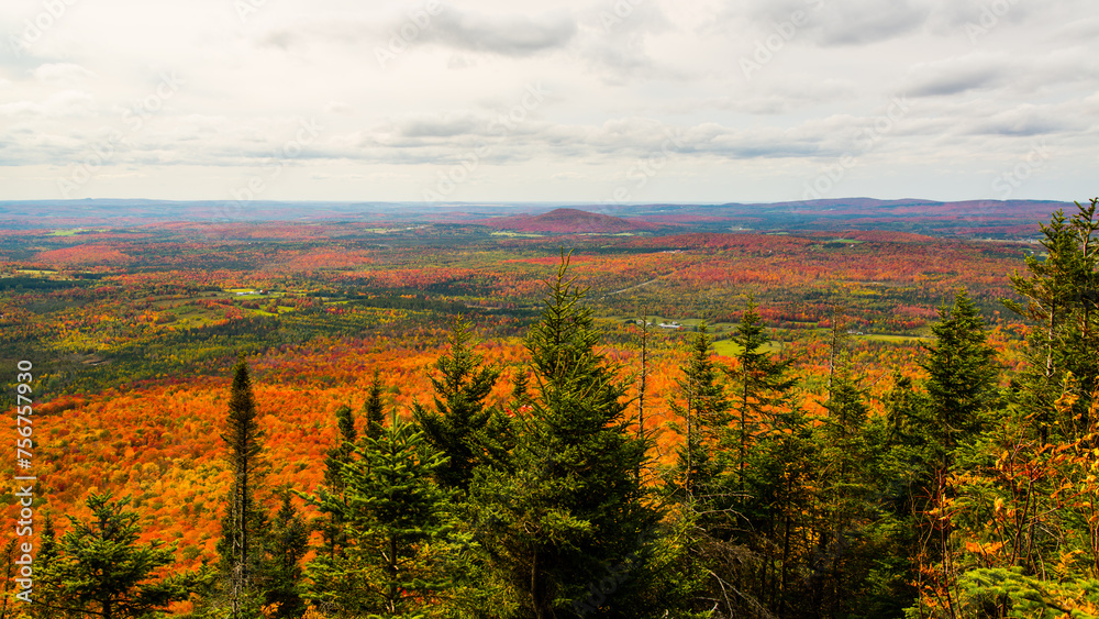 Mont Ham, Canada - September 25 2020: Panorama view from the Mont Ham in Quebec Canada