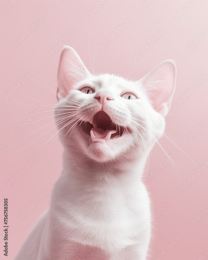 Millennial Pink Happy cat сreated with Generative Ai