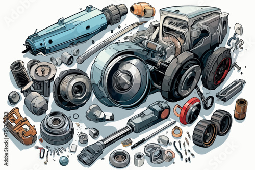 cafe racer motorcycle sketch illustration