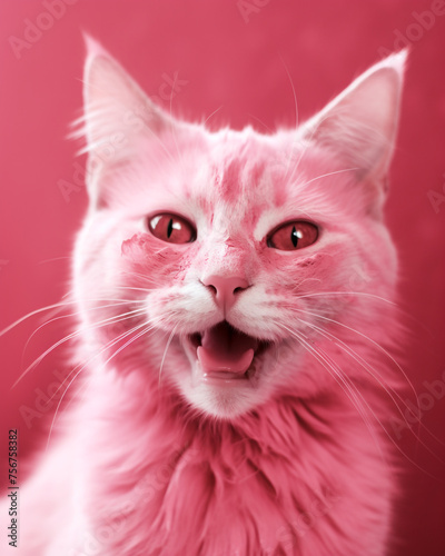 Millennial Pink Happy cat сreated with Generative Ai
