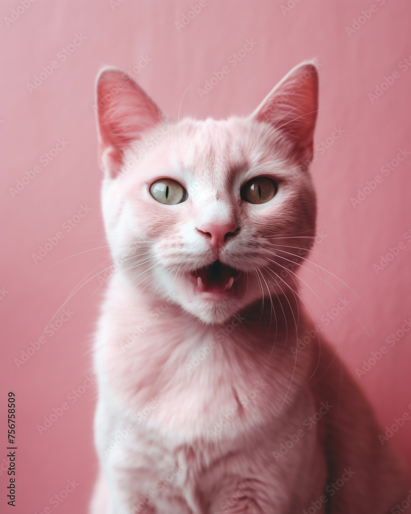 Millennial Pink Happy cat сreated with Generative Ai Millennial Pink Happy cat сreated with Generative Ai