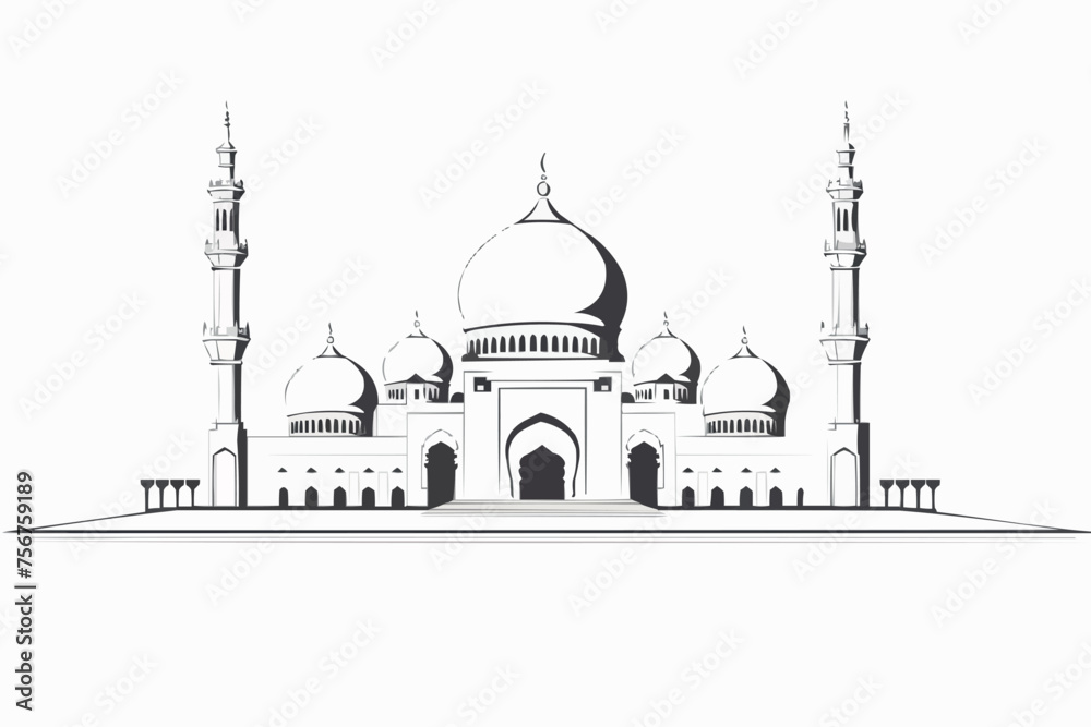 Mosque Ramadan kareem silhouette black landscape Concept