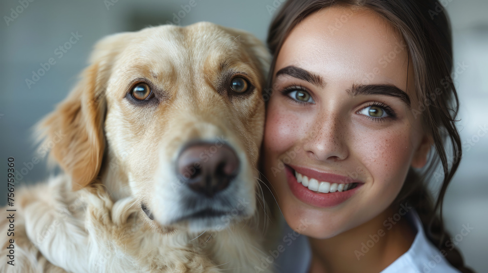 Veterinary girl an her dog Veterinary girl an her dog