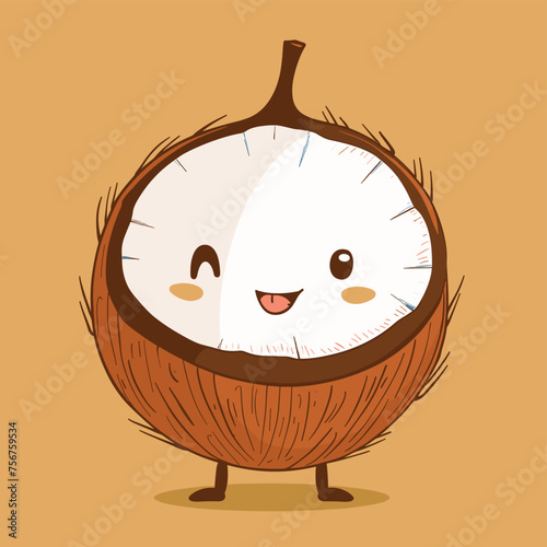 cute coconut cartoon design, vector illustration eps10 graphic.