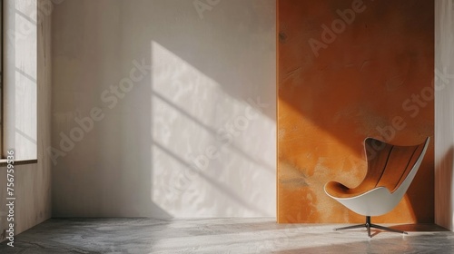 A white chair sitting in a room, perfect for interior design projects