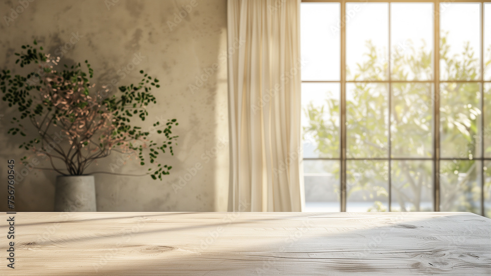 Fototapeta premium Modern Minimalism: A Loft-Style Interior with a View