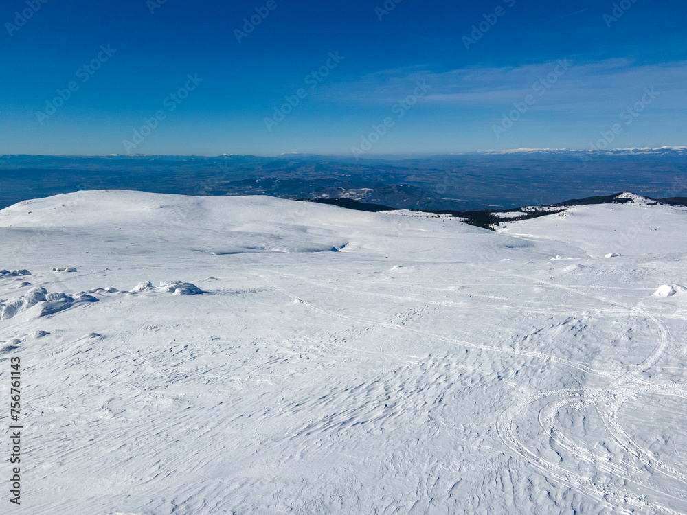 Aerial view of Vitosha Mountain near Cherni Vrah peak, Bulgaria