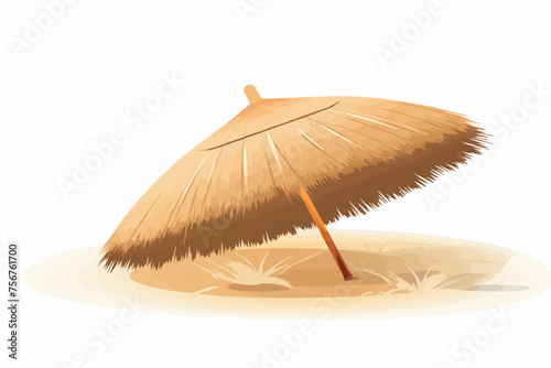 Beach umbrella made of reeds. 3d image isolated on white background