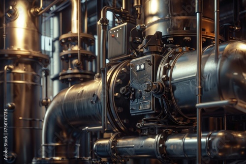 A collection of pipes and valves in a building. Suitable for industrial and engineering concepts