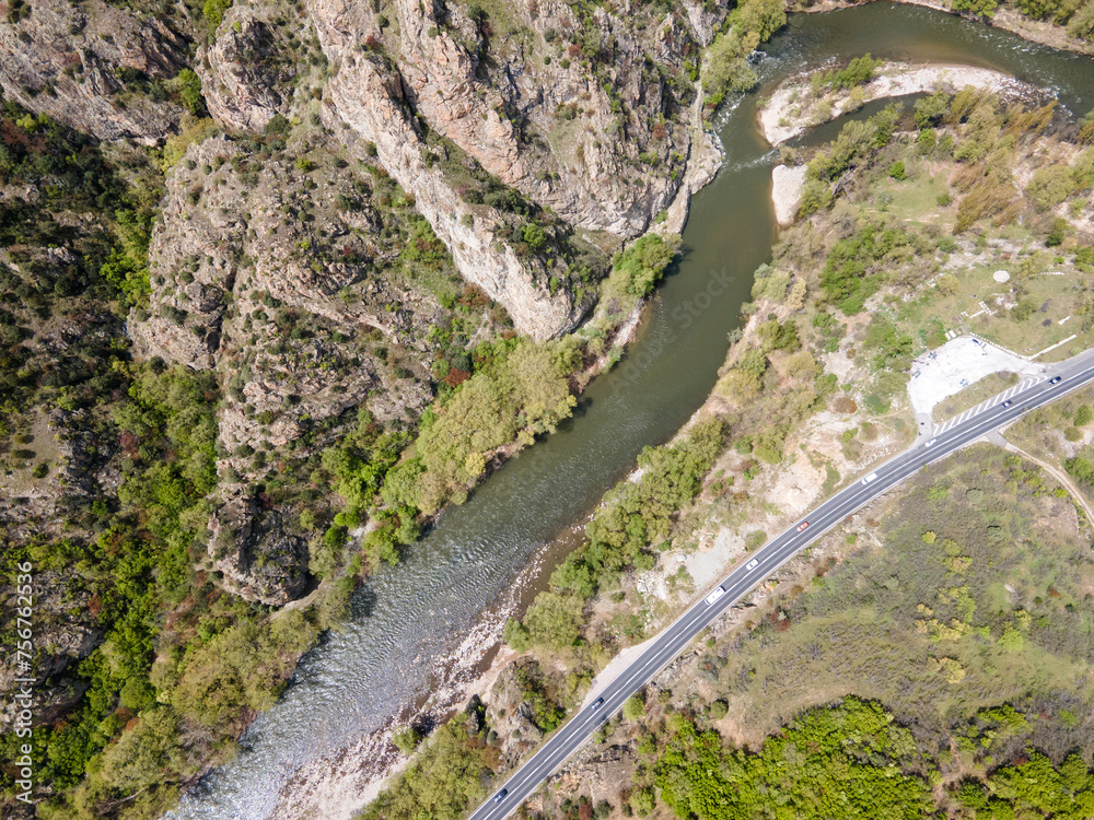 Fototapeta premium Struma River passing through the Kresna Gorge, Bulgaria