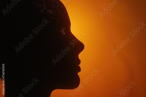Silhouette of a woman's head against a bright yellow backdrop, suitable for various design projects