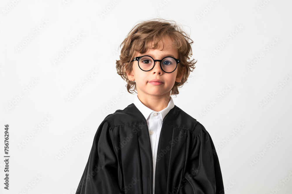 Confident young boy in graduation attire