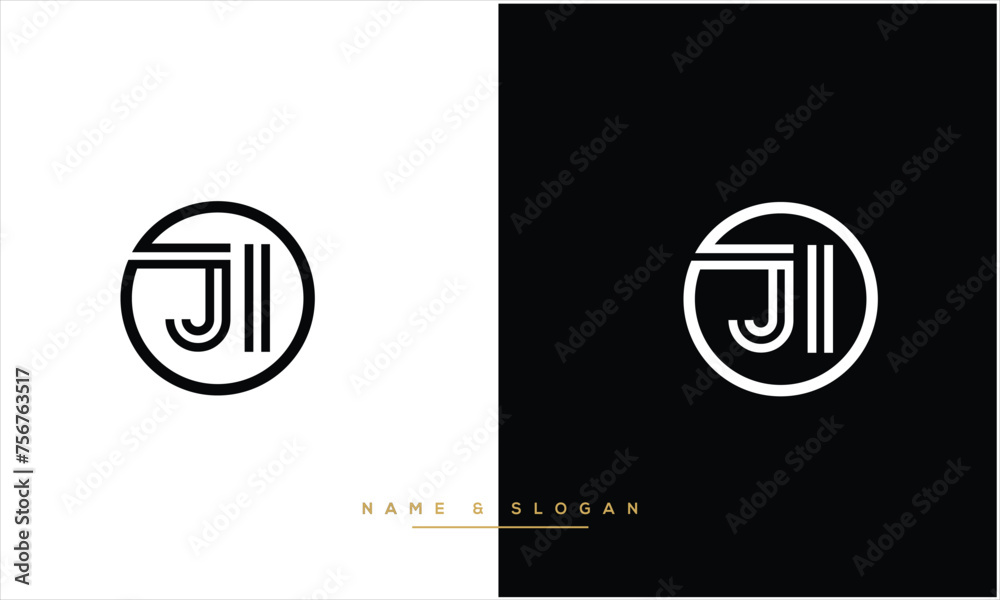 JI, IJ, J, I, Abstract Letters Logo Monogram