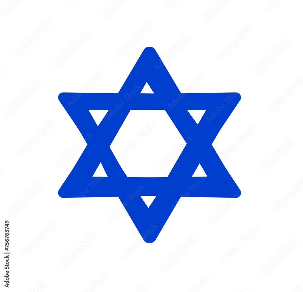 Blue star of david, jews jewish symbol logo illustration on white background Blue star of david, jews jewish symbol logo illustration on white background