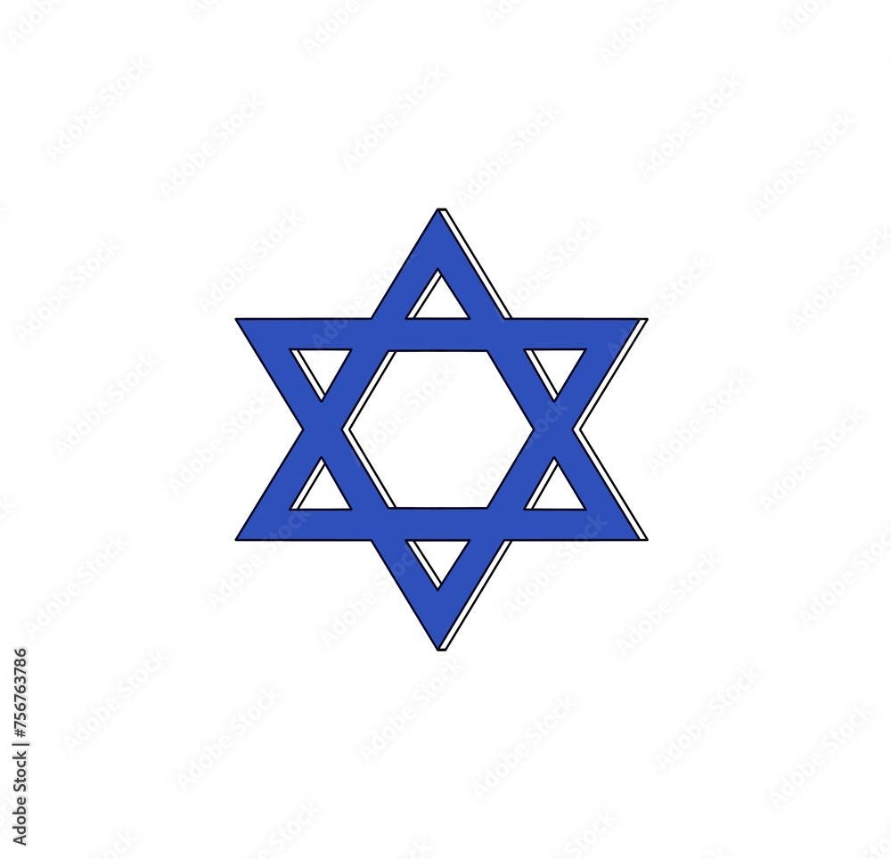 Blue star of david, jews jewish symbol logo illustration on white background Blue star of david, jews jewish symbol logo illustration on white background