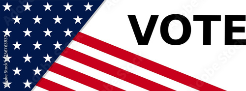 Vote banner with united states of america flag isolate. Vector illustration for national elections of USA. Politics, presidential.