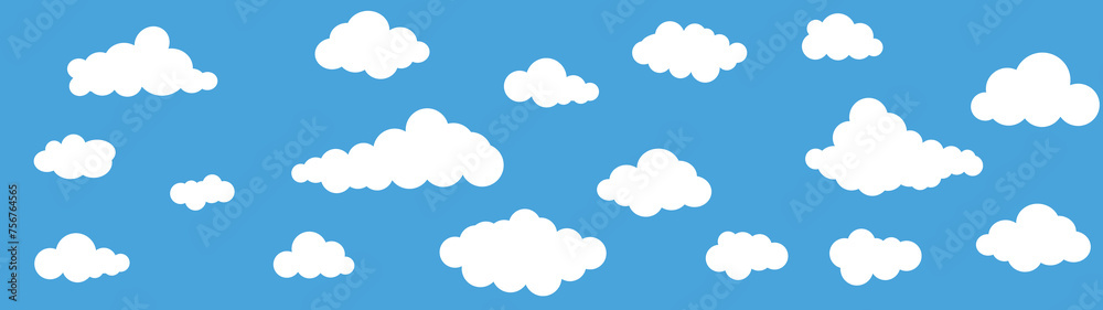 seamless cartoon blue sky with clouds background vector illustration