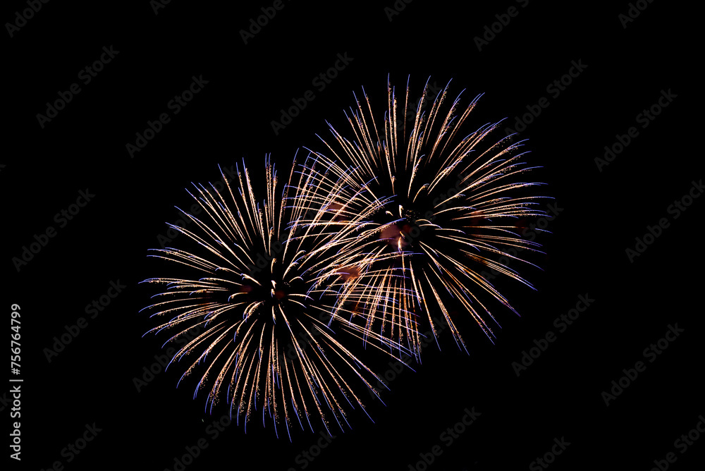 Montreal, Canada - June 29 2019: The firework show in La Ronde Montrealv Montreal, Canada - June 29 2019: The firework show in La Ronde Montrealv