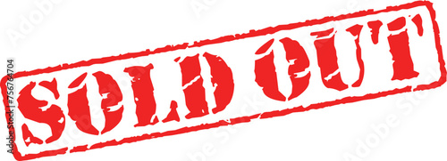 SOLD OUT red rubber stamp vector illustration isolated white background