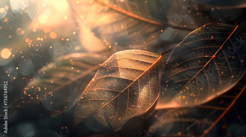 Abstract backlit leaf background
 photo