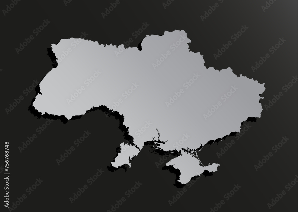 Vector map Ukraine silver material, Europe country