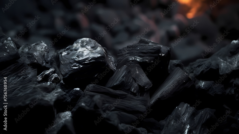 Close-up photo of crushed coal - obrazy, fototapety, plakaty 