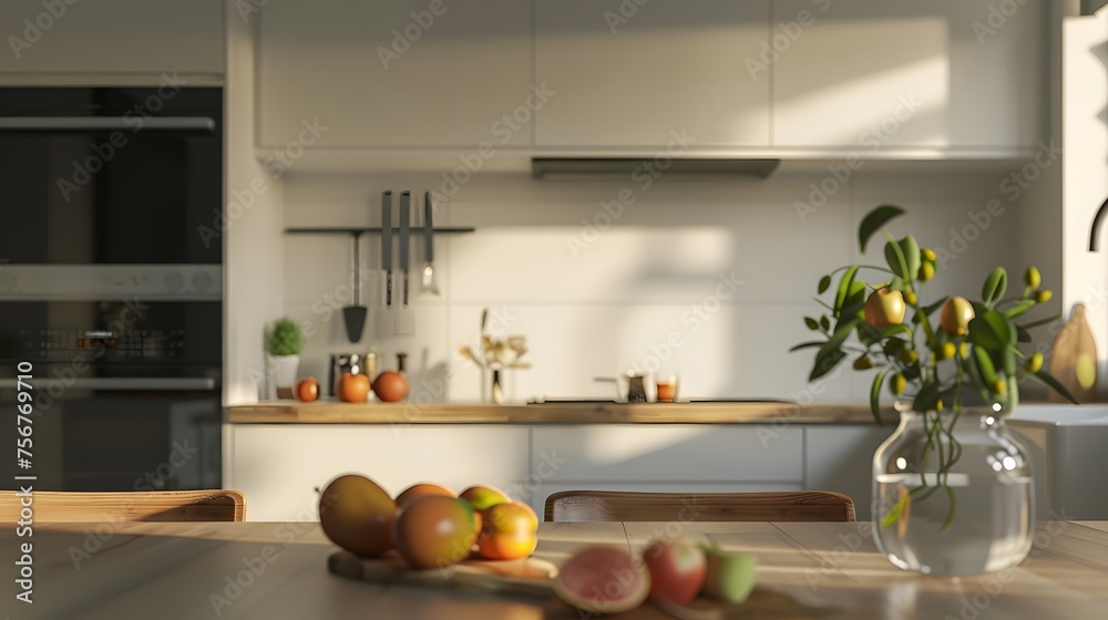 Home mock up, cozy modern kitchen interior background, 3d render Home mock up, cozy modern kitchen interior background, 3d render